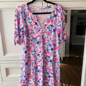 Lilly Pulitzer Easley Short Sleeve Dress Resort White Party Like a Lobstar SMALL